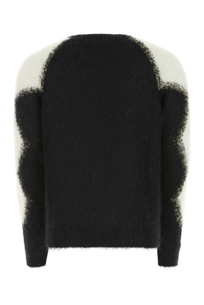 Shop Saint Laurent Crewneck Long-sleeved Oversized Sweater In Noir/naturel/or