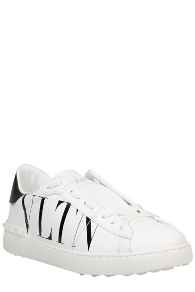 Shop Valentino Vltn Open Lace-up Sneakers In Bianco/nero