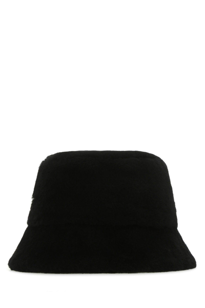 Shop Prada Black Shearling Hat In Nero