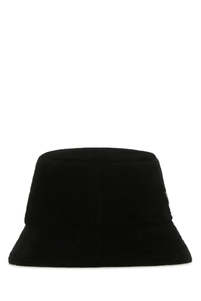 Shop Prada Black Shearling Hat In Nero