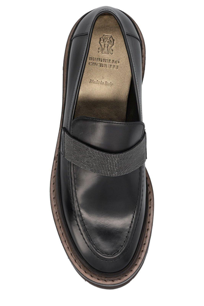 Shop Brunello Cucinelli Precious Band Smooth Loafers In C101