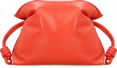 Shop Loewe Puffer Flamenco Leather Clutch In Red