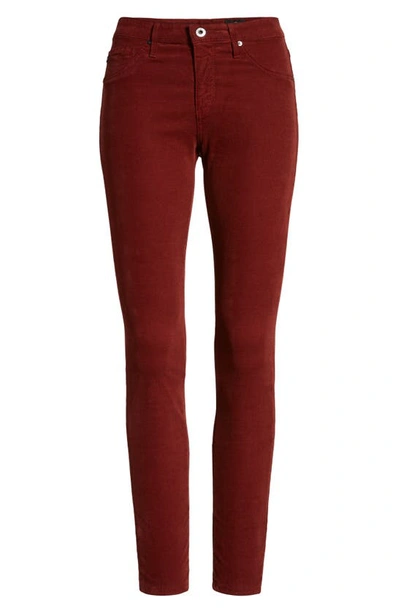 Shop Ag The Legging Corduory Skinny Ankle Jeans In Tannic Red