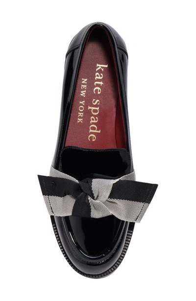 Kate Spade 24mm Bow-detail Leather Loafers In Black Multi.