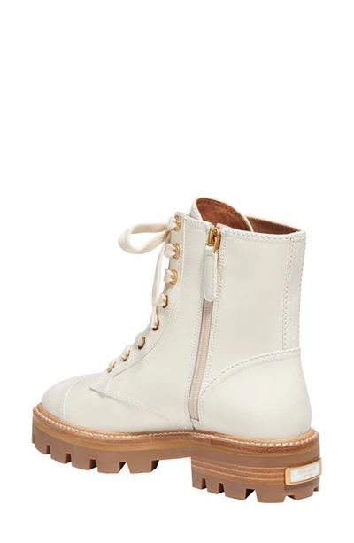 Kate Spade Merritt Leather Lug-sole Combat Boots In Halo White