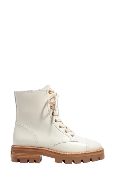 Kate Spade Merritt Leather Lug-sole Combat Boots In Halo White
