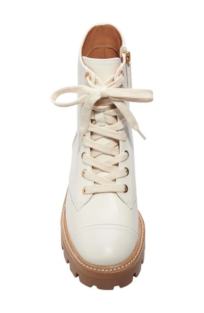 Kate Spade Merritt Leather Lug-sole Combat Boots In Halo White