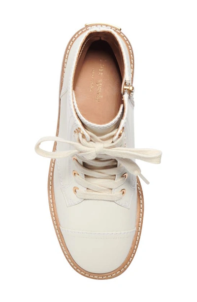 Kate Spade Merritt Leather Lug-sole Combat Boots In Halo White