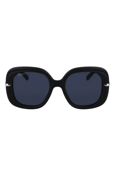 Shop Ferragamo 54mm Gradient Rectangular Sunglasses In Matte Black