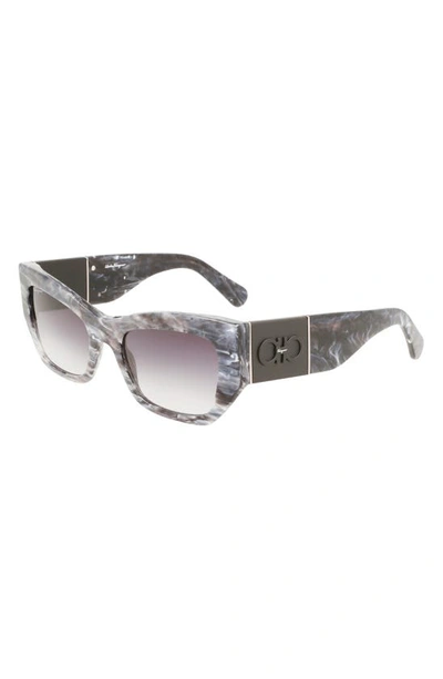 Ferragamo 54mm Modified Rectangular Sunglasses In Marble Grey