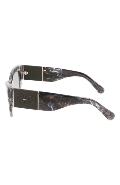 Ferragamo 54mm Modified Rectangular Sunglasses In Marble Grey