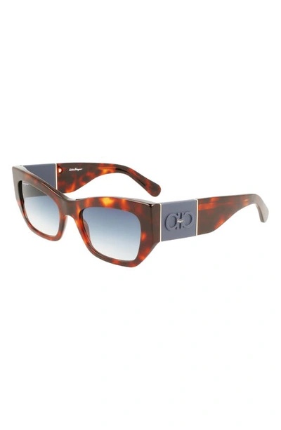 Ferragamo 54mm Modified Rectangular Sunglasses In Red Tortoise
