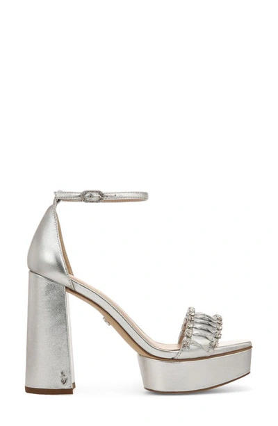 Shop Sam Edelman Ninette Ankle Strap Platform Sandal In Soft Silver