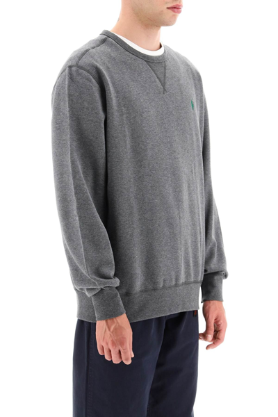 Shop Polo Ralph Lauren Logo Embroidery Sweatshirt In Grey