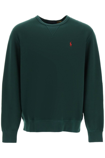 Shop Polo Ralph Lauren Logo Embroidery Sweatshirt In Green