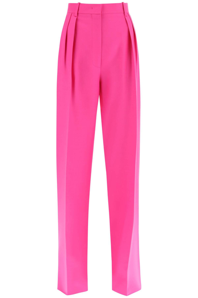 Shop Valentino Crepe Couture Wide Leg Trousers In Fuchsia