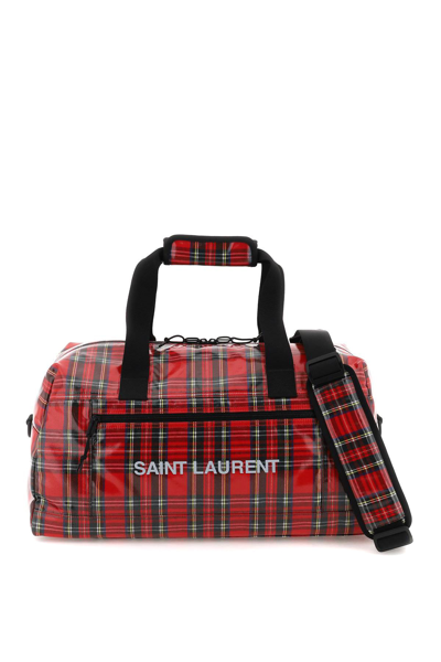 Shop Saint Laurent Coated Canvas Nuxx Duffle Bag In Red