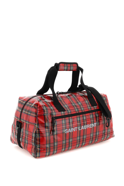 Shop Saint Laurent Coated Canvas Nuxx Duffle Bag In Red