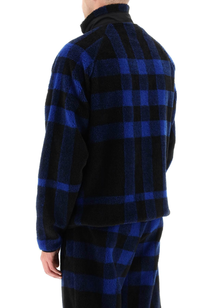 Shop Burberry Exploded Check Fleece Jacket In Blue,black