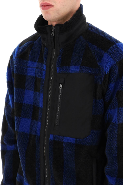 Shop Burberry Exploded Check Fleece Jacket In Blue,black