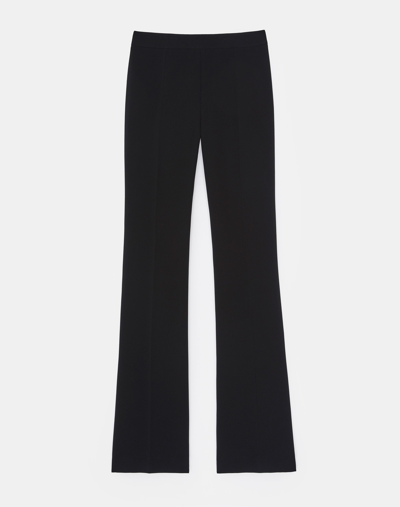 Shop Lafayette 148 Petite Finesse Crepe Gates Side-zip Flared Pant In Black