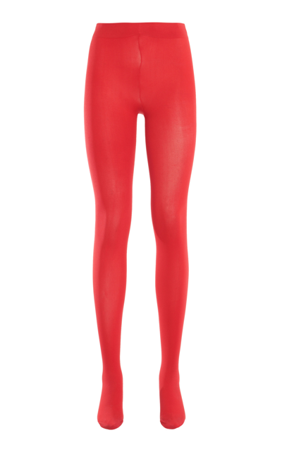 Shop Valentino Solid Tights In Red