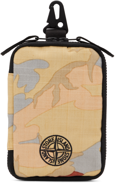 Shop Stone Island Beige & Red Camo Pouch In V0015 Brick Red