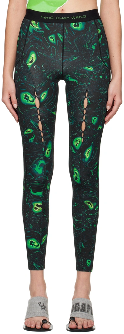 Shop Feng Chen Wang Black Phoenix Sport Leggings