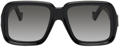 Shop Loewe Black Square Sunglasses In Shiny Black / Gradi