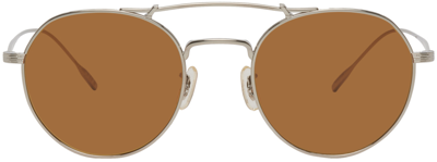 Shop Oliver Peoples Silver Reymont Sunglasses