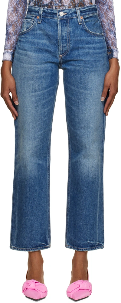Shop Citizens Of Humanity Blue Neve Low Slung Relaxed Jeans In Oasis