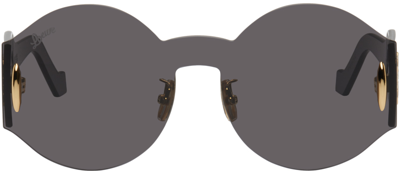 Shop Loewe Black Mask Sunglasses In Shiny Black / Smoke