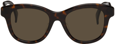 Shop Kenzo Tortoiseshell Cat-eye Sunglasses In Dark Havana / Green