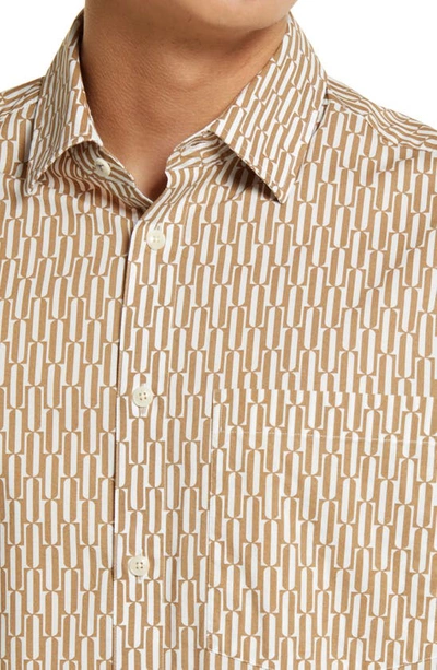 Shop Ted Baker London Ruskin Long Sleeve Button-up Cotton Shirt In Tan