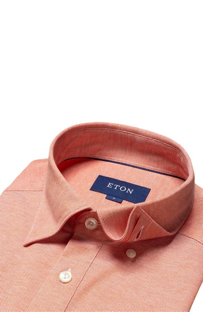 Shop Eton Contemporary Fit Oxford Piqué Polo In Orange