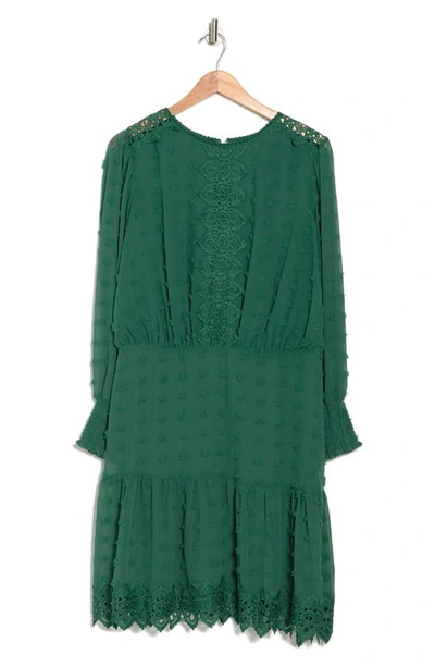Shop By Design Rina Lace Long Sleeve Dress In Emerald