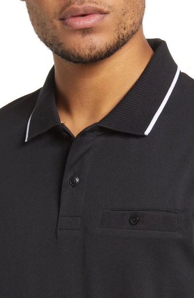 Shop Ted Baker London Galton Tipped Cotton Blend Polo In Black