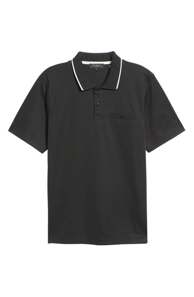 Shop Ted Baker Galton Tipped Cotton Blend Polo In Black
