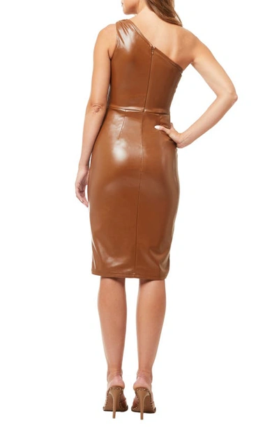 Love By Design Linette One-shoulder Faux Leather Cocktail Dress In Dachshund