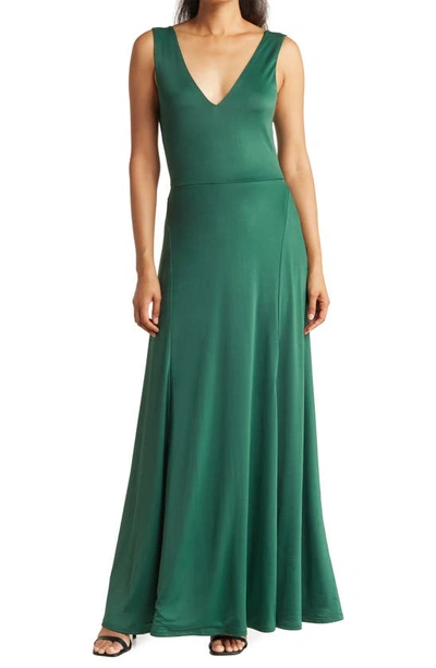 Shop Love By Design Geneva V-neck Sleeveless Maxi Dress In Hunter Green