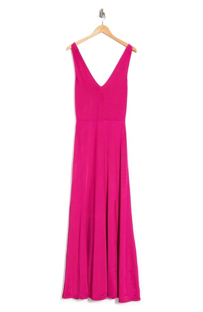 Love By Design Geneva V-neck Sleeveless Maxi Dress In Fuchsia Red