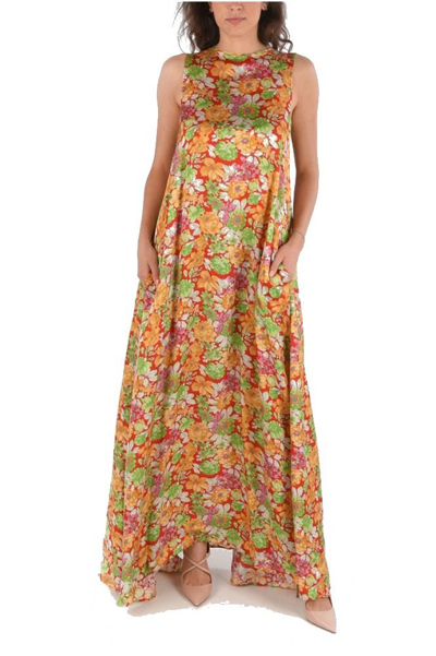 Plan C Floral Print Maxi Dress In Multicolor