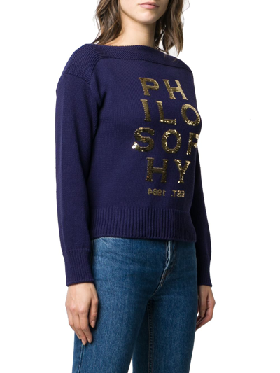 Shop Philosophy Women's Blue Cotton Sweater