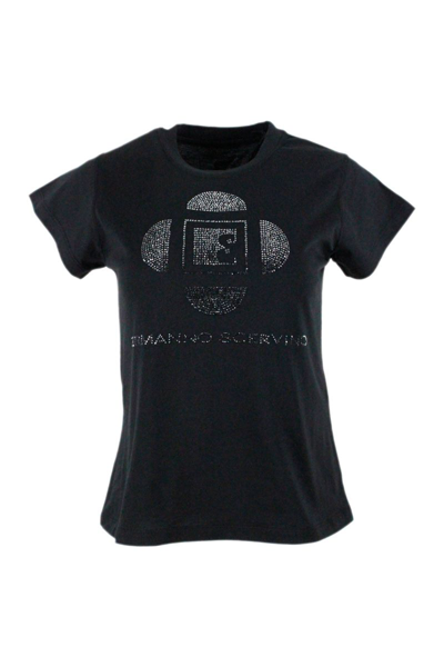 Shop Ermanno Scervino Women's Black Cotton T-shirt