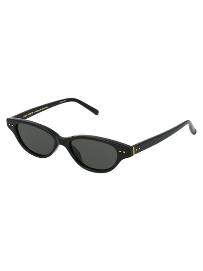 Shop Linda Farrow Women's Black Metal Sunglasses