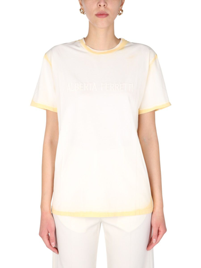 Shop Alberta Ferretti Women's Yellow Cotton T-shirt