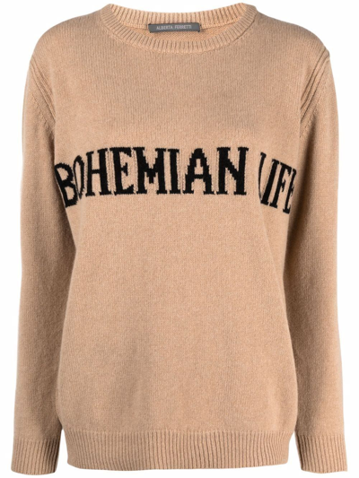 Shop Alberta Ferretti Women's Beige Cashmere Sweater