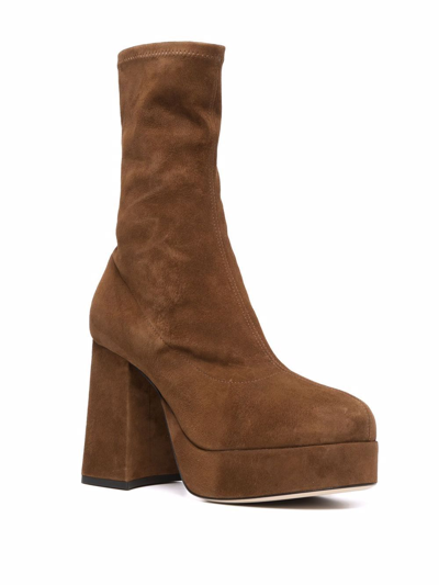 Shop Alberta Ferretti Women's Brown Leather Ankle Boots