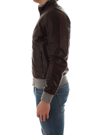 Shop Barba Men's Brown Leather Outerwear Jacket