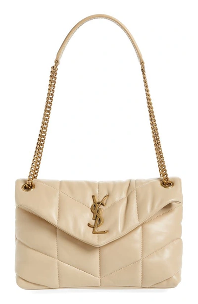 Shop Saint Laurent Small Loulou Leather Puffer Bag In Avorio